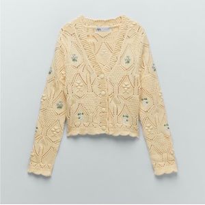 ZARA Floral Knit Jacket